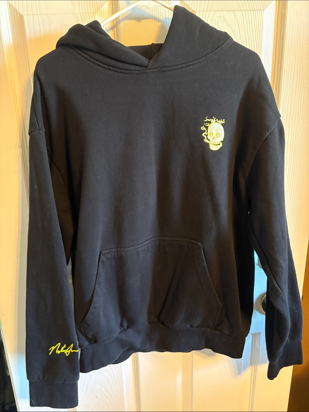 Nate Smith Men's Black Hoodie with Yellow Skull Accent